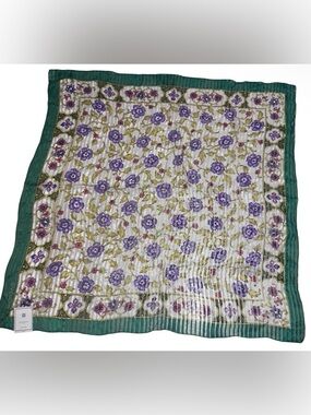 Givenchy NEW! 100% SILK scarf purple green floral striped original Tag Luxury